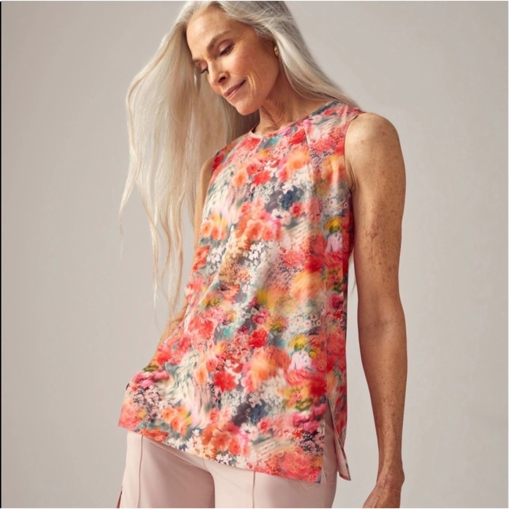 Athleta Refined Zephyr Renewed Bloom Floral Print Lightweight Tank Size XL